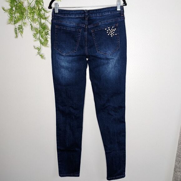 (Indigo Thread Co.) Visible Mending Skinny Jeans 6 - Picture 6 of 8